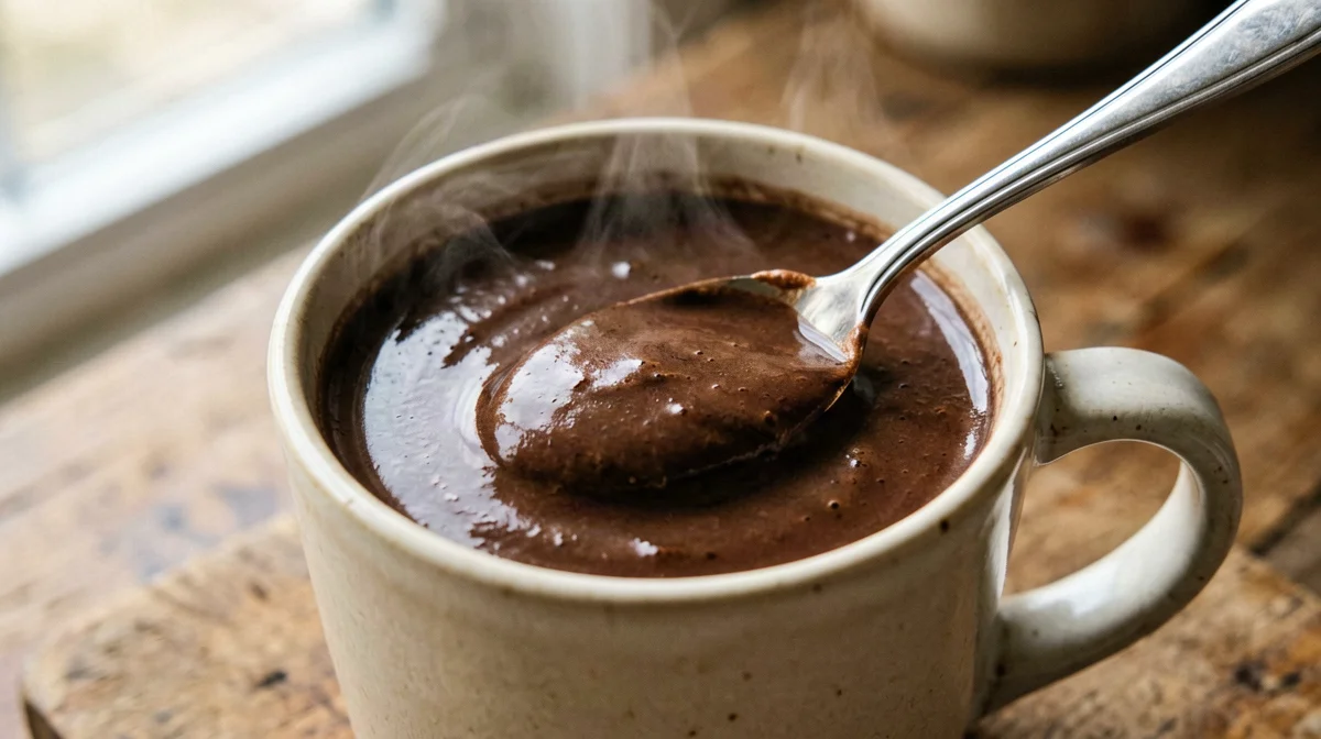 High-protein hot chocolate with skimmed milk