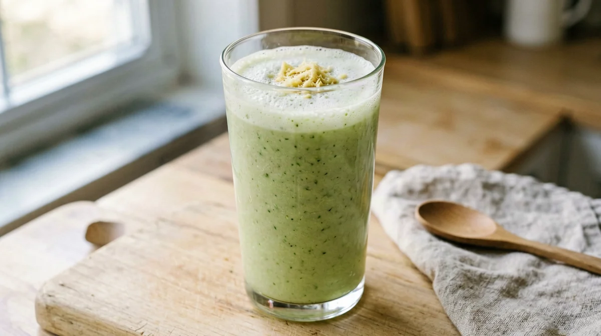Frullato di pera, spinaci e zenzero alla soia