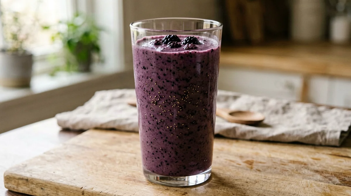 Frullato vegano di more e semi di canapa