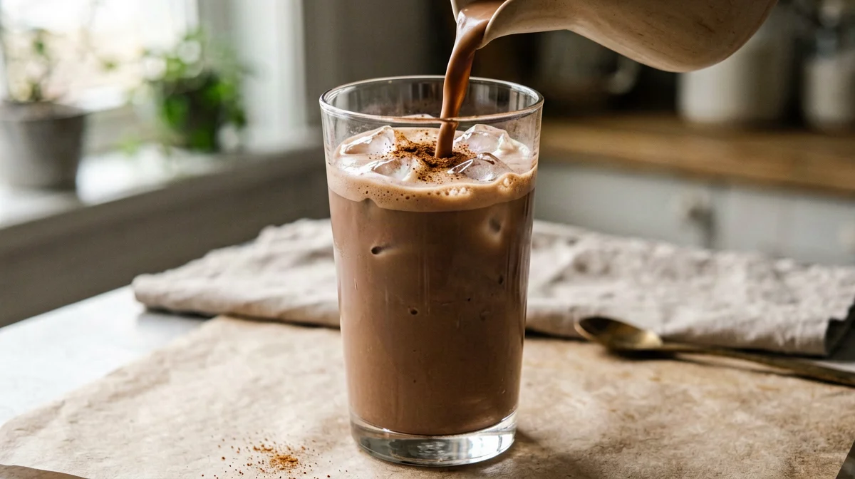 Iced cocoa cinnamon soy milk
