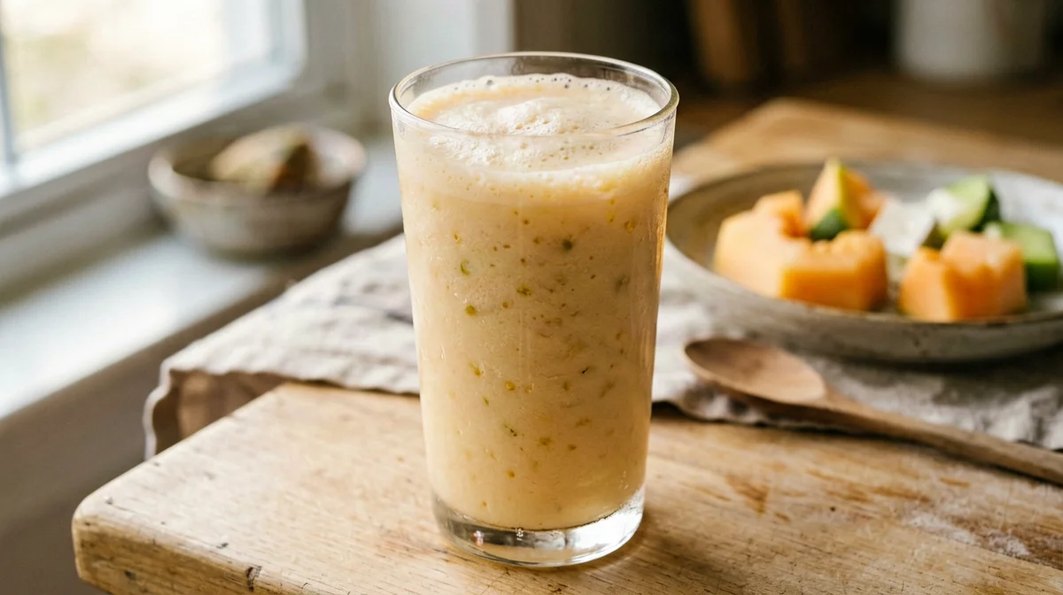 Melon silken tofu smoothie with lime