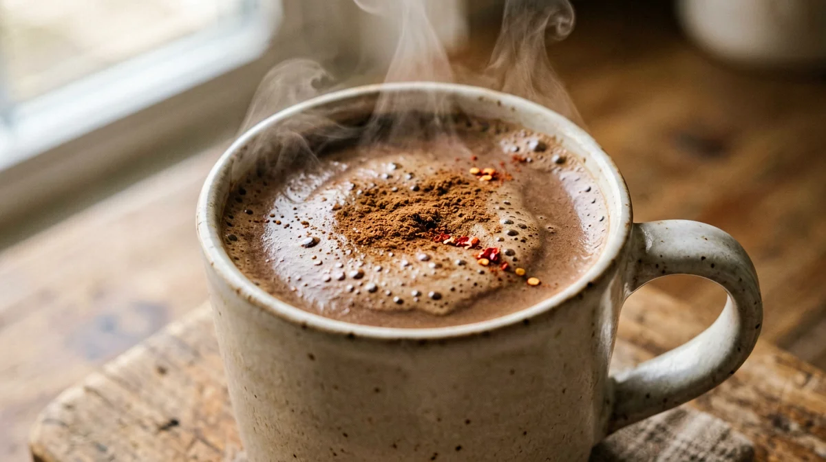 Latte caldo al cacao e peperoncino