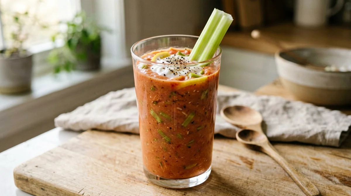 Frullato piccante di pomodoro, sedano e yogurt