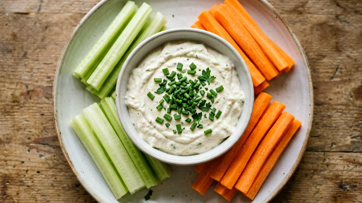Crema di tofu alle erbe con crudité