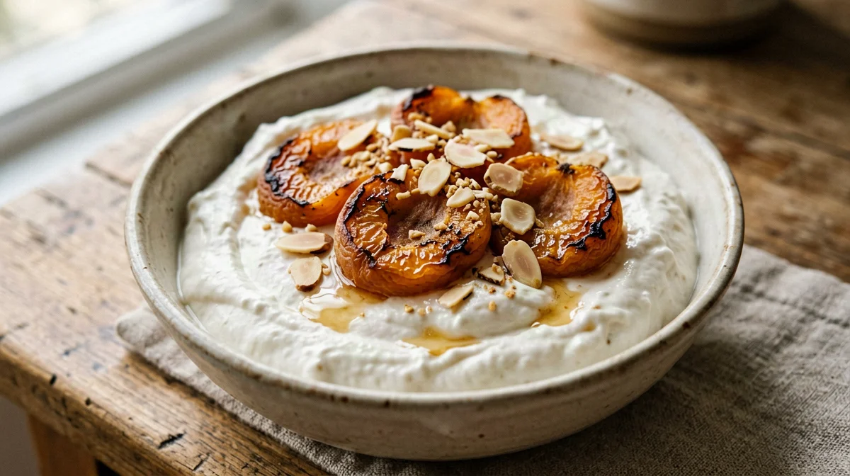 Skyr con albicocche arrosto e mandorle