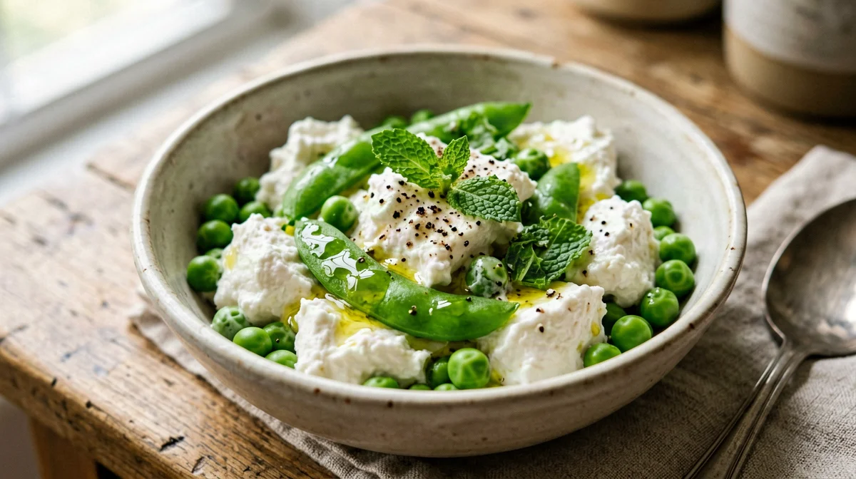 Fiocchi di latte con piselli e menta