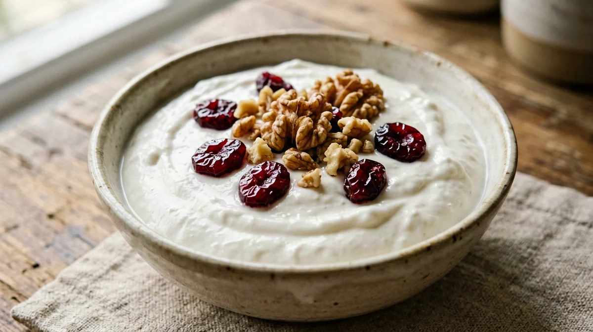Quark with dried cranberries and walnuts