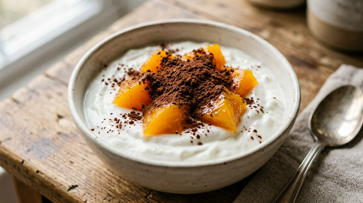 Yogurt greco con cachi e cacao