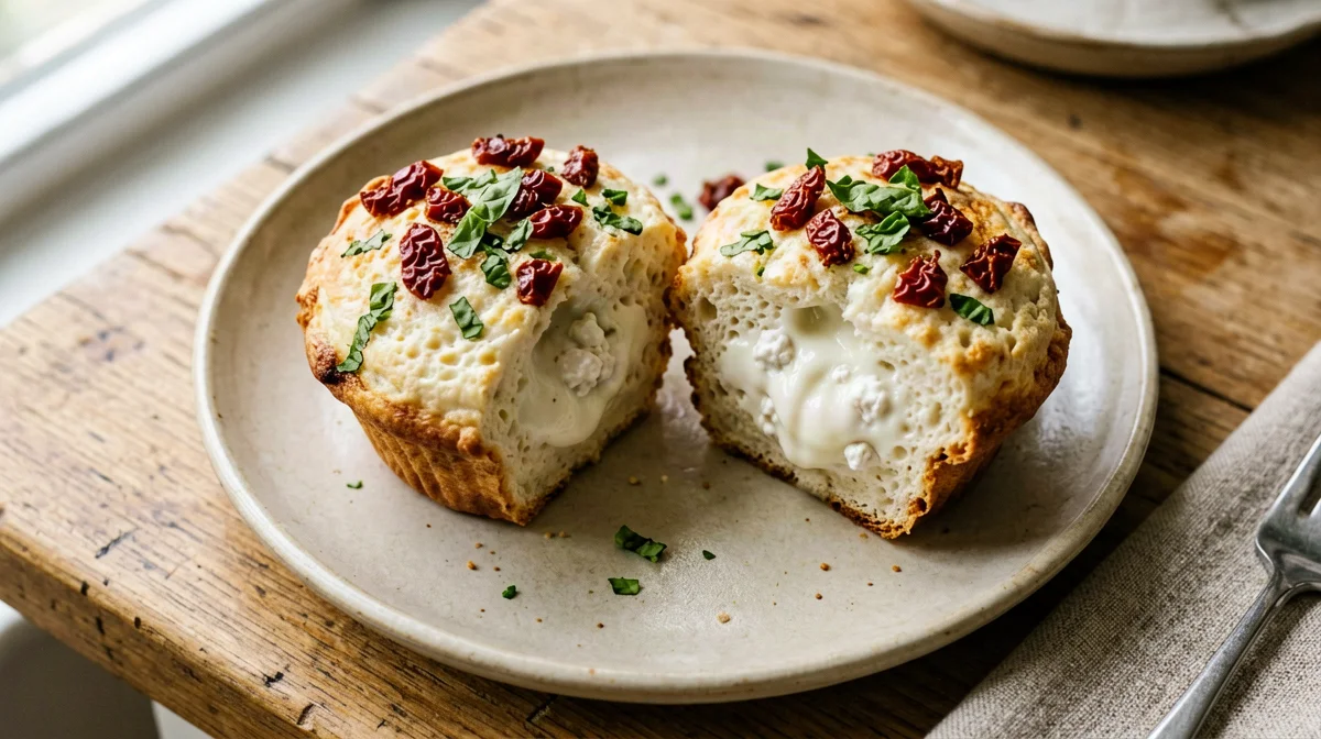Egg white muffins with sun-dried tomato, ricotta and basil