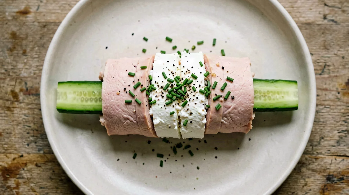 Turkey rolls with cottage cheese and cucumber