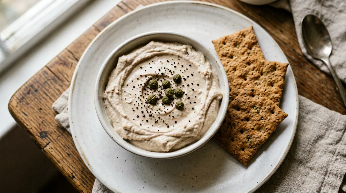 Crema di tonno e yogurt greco con crackers integrali