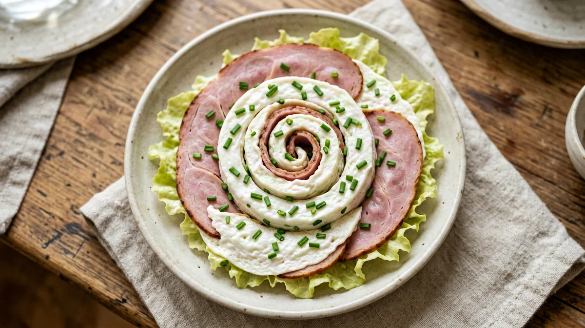 Rotolo di frittata di albumi con prosciutto cotto