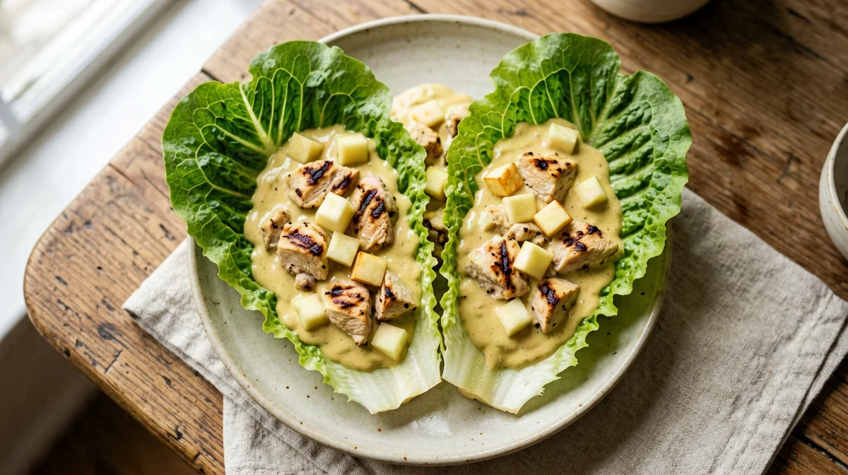 Wrap di lattuga con pollo, yogurt e curry