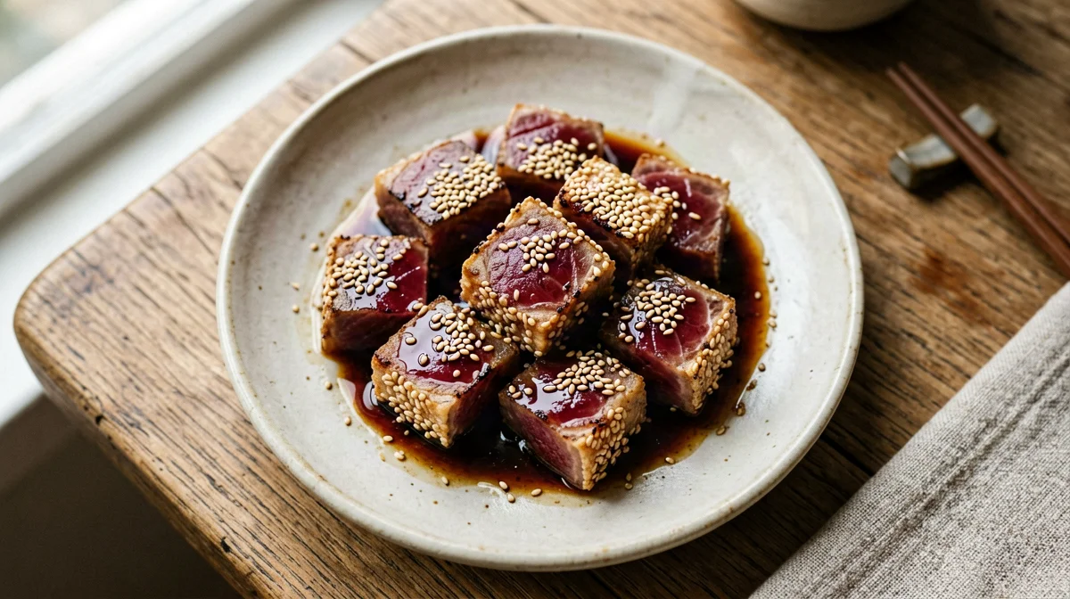 Sesame-seared tuna bites