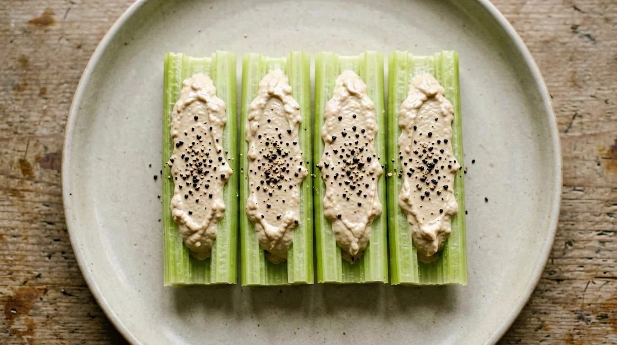 Barchette di sedano con crema di sgombro