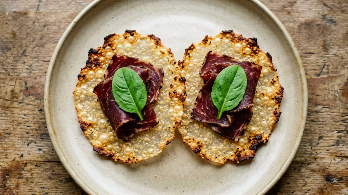 Cialde di parmigiano con bresaola e rucola