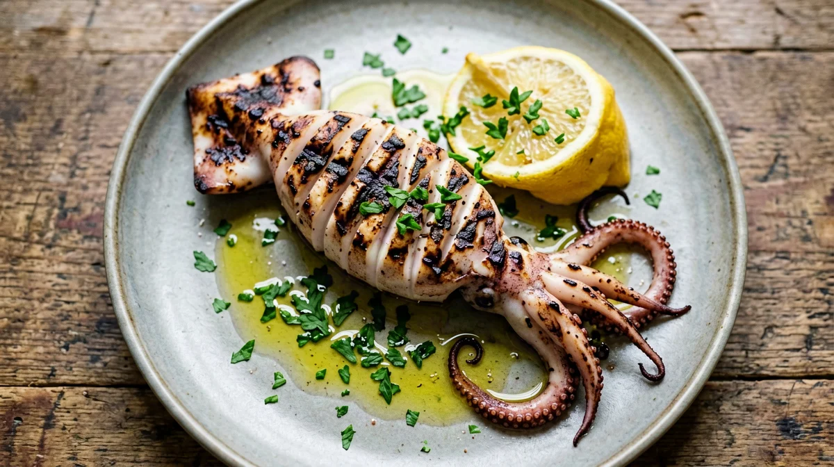 Calamari alla griglia con limone e prezzemolo