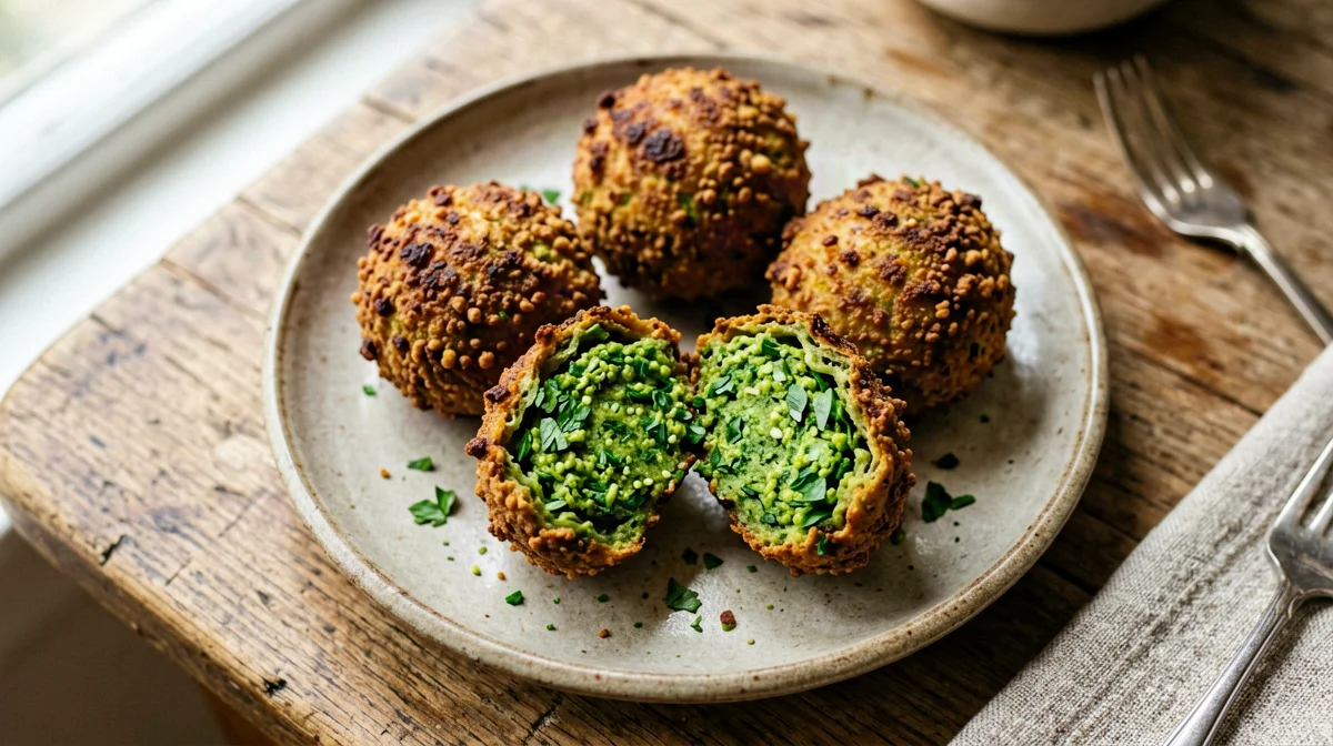 Baked falafel with parsley and coriander