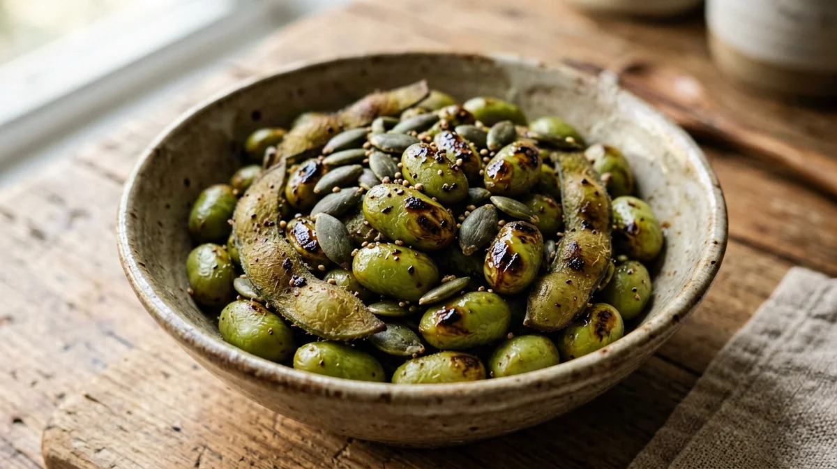 Crunchy tamari edamame and pumpkin seed mix