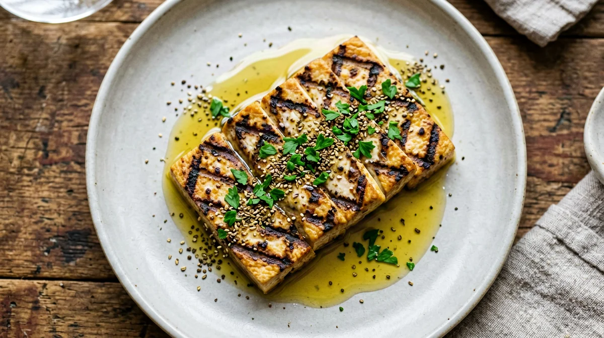 Grilled tofu with salmoriglio