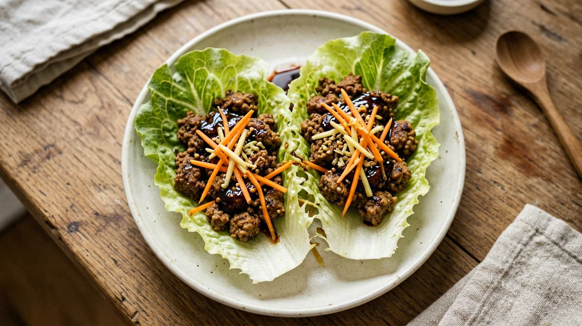 Lettuce cups with crumbled tempeh