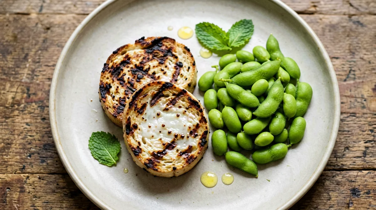 Halloumi grigliato con edamame e menta