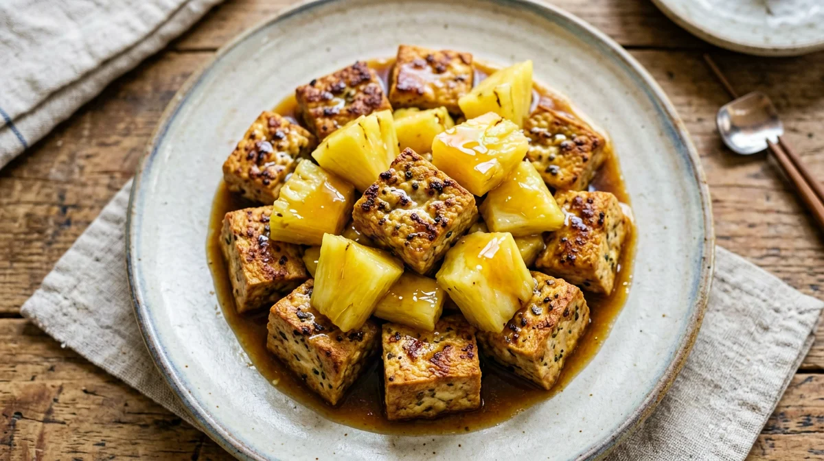 Sweet and sour tempeh with pineapple