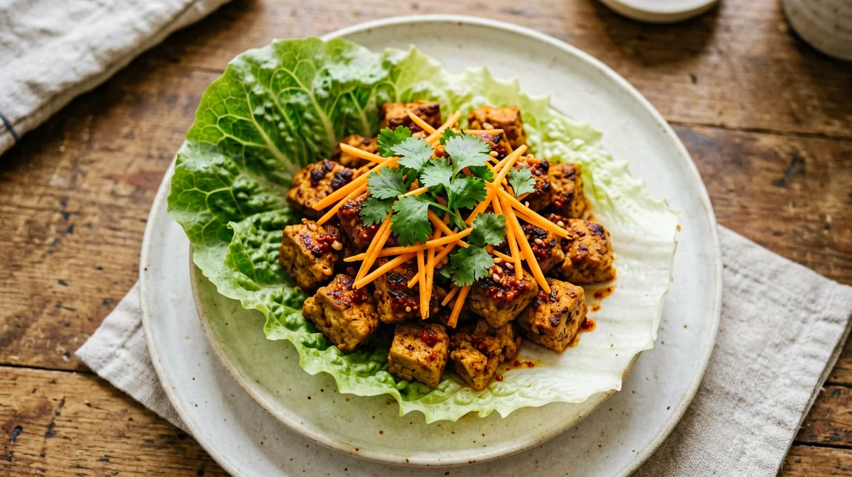 Lettuce cups with spicy lime and coriander tofu