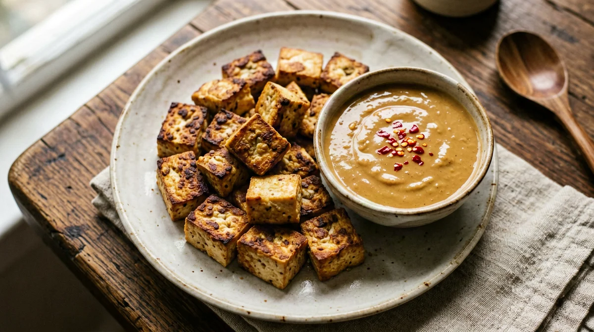 Bocconcini di tofu con salsa satay al burro di arachidi