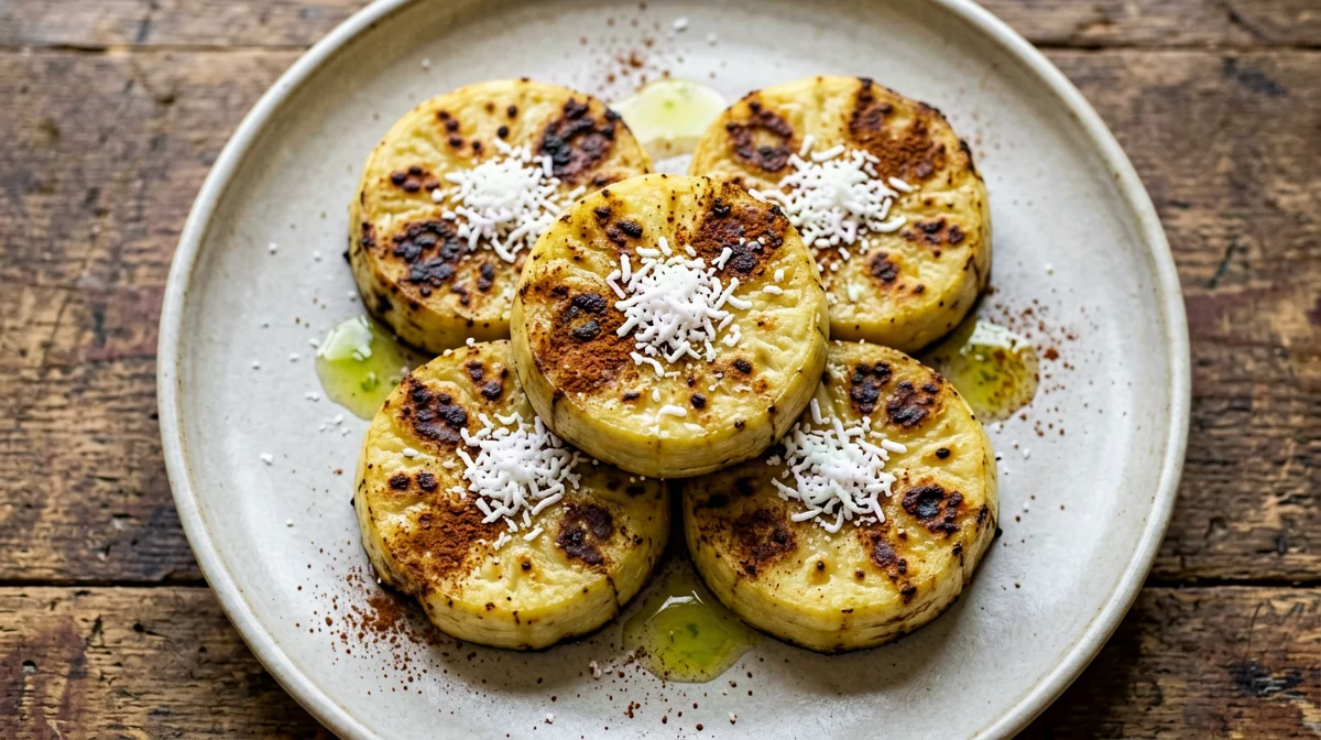 Banana platano al forno con cocco e lime