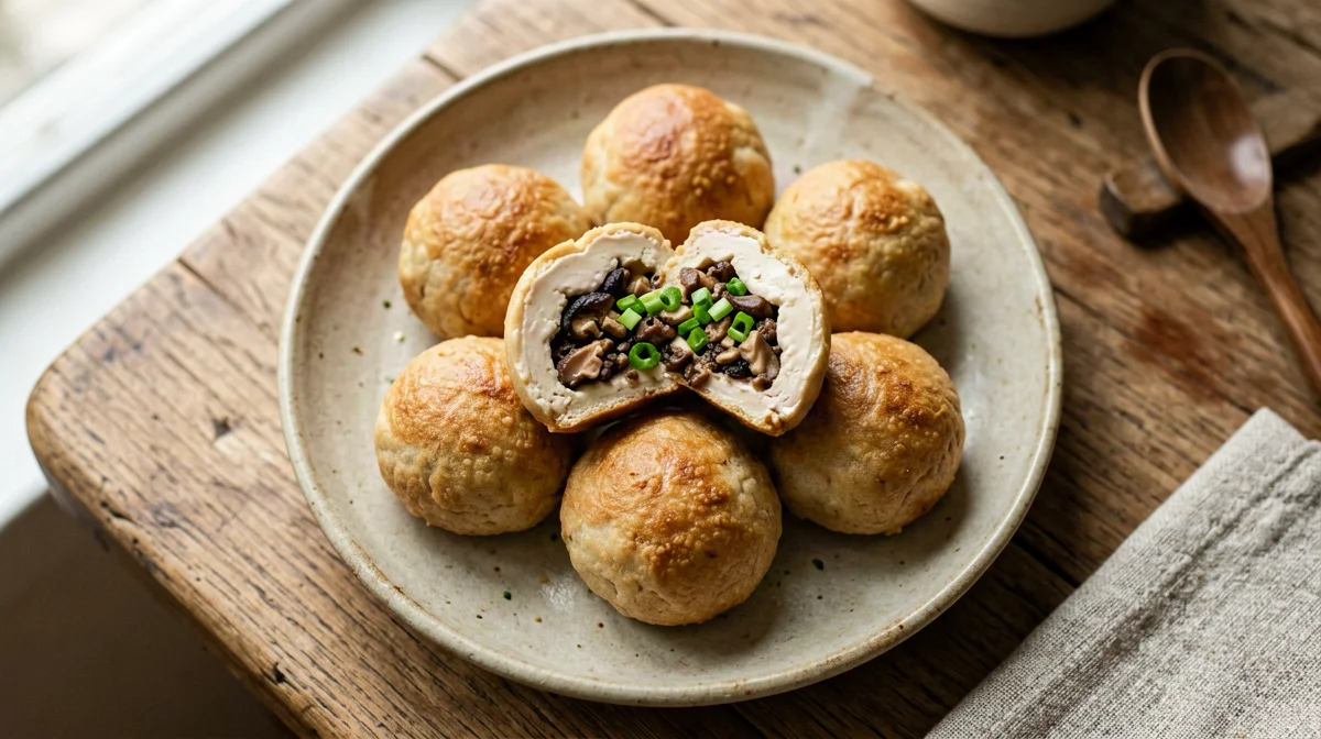 Baked tofu and shiitake bites