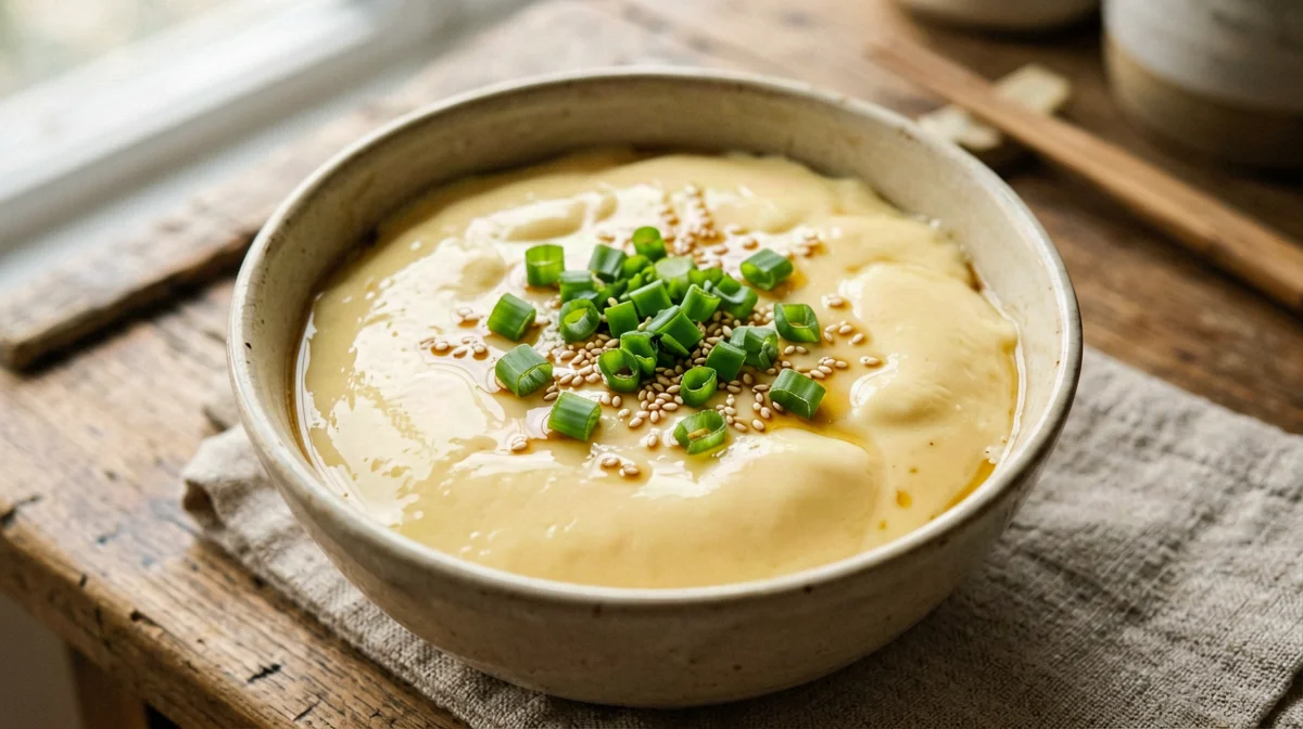 Korean steamed egg custard with spring onion