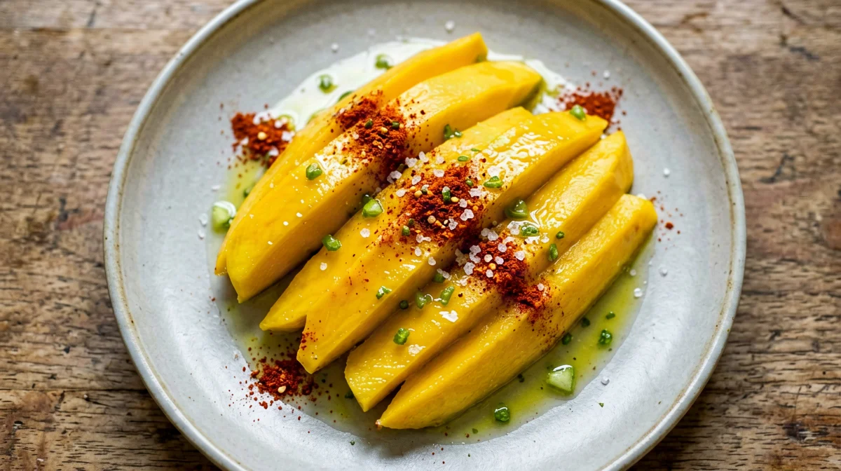 Mango spears with lime, chilli and salt