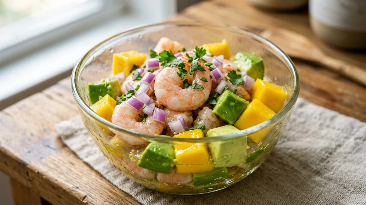 Prawn ceviche with mango and avocado