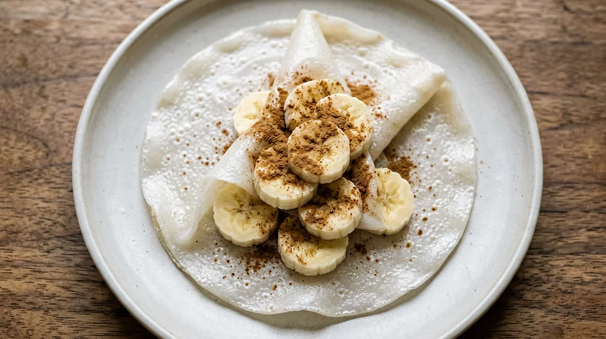 Brazilian tapioca crêpe with banana and cinnamon