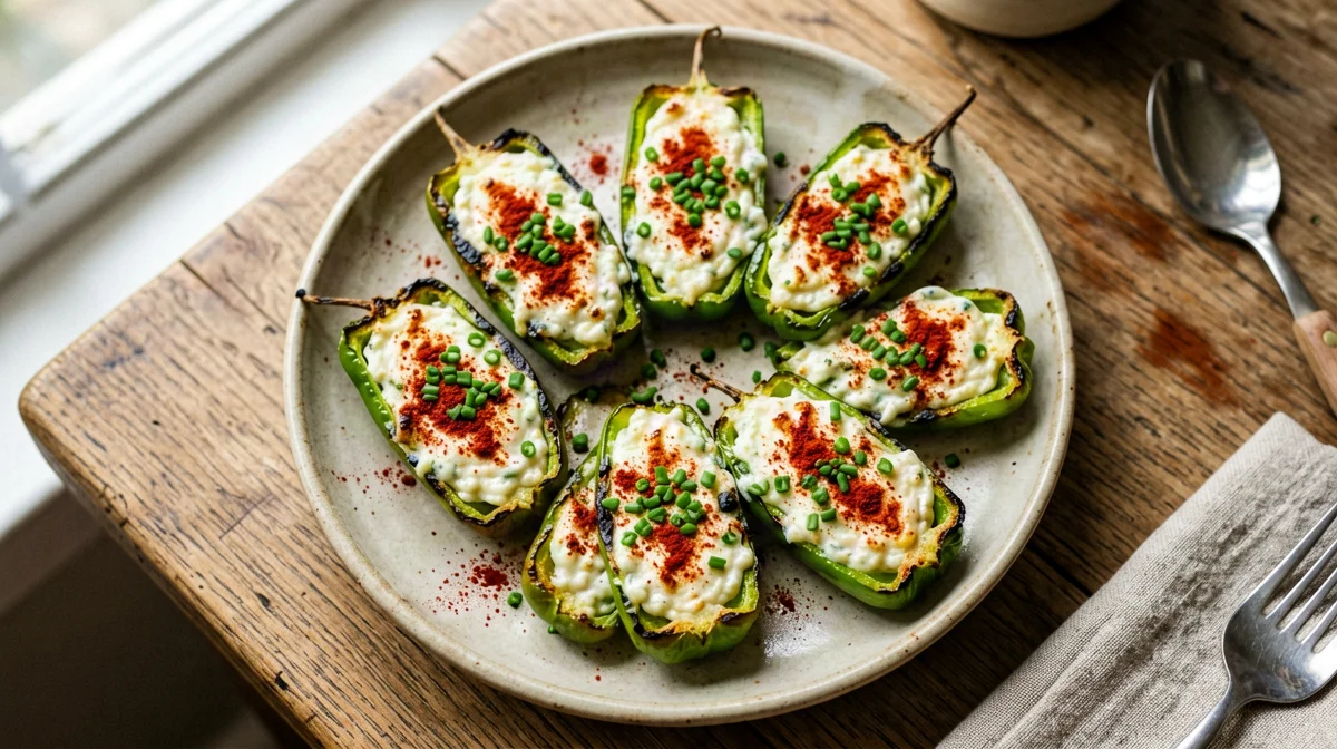Baked jalapeños stuffed with cream cheese