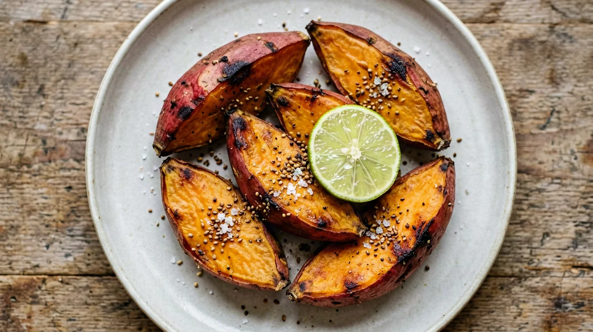 Cumin-lime roasted sweet potato wedges