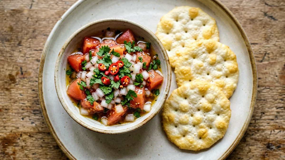 Pebre cileno con gallette di mais