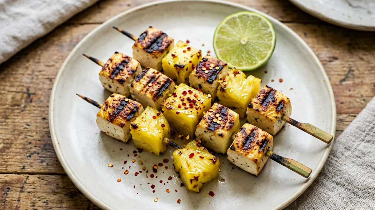 Spiedini di halloumi e ananas al lime