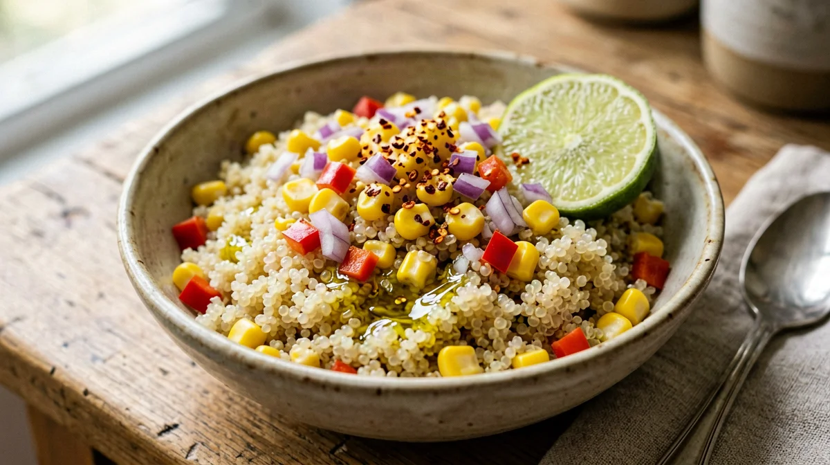 Peruvian quinoa, corn and pepper salad