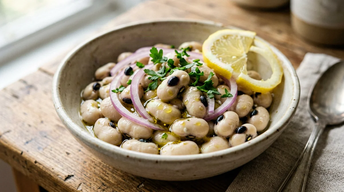 Fagioli dall'occhio alla cipriota con prezzemolo e limone