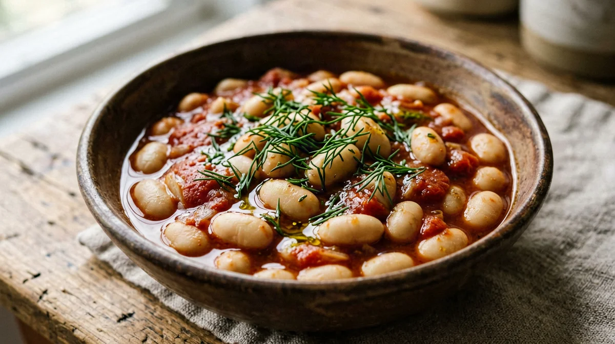Cannellini al pomodoro e aneto alla greca