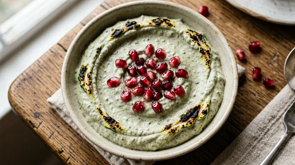 Moutabal di zucchine con tahina e melagrana