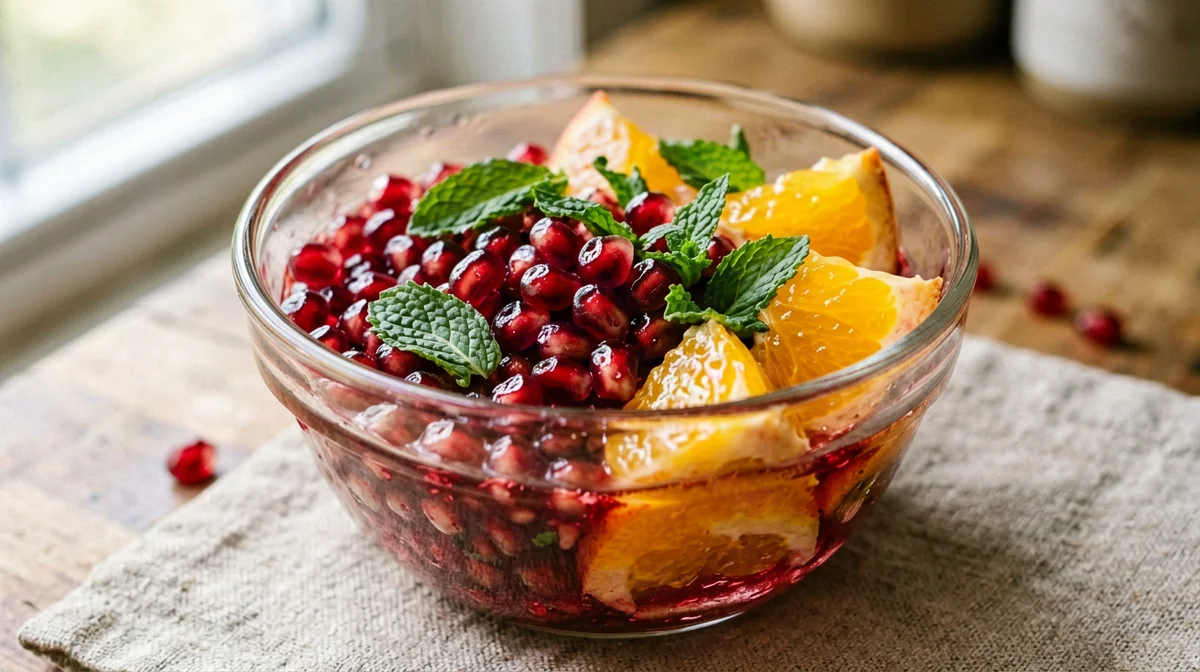 Pomegranate and orange cup with mint