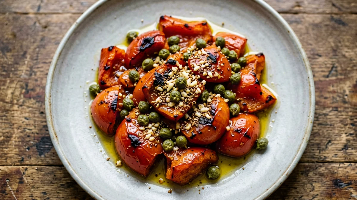 Insalata mechouia di peperoni e pomodori grigliati