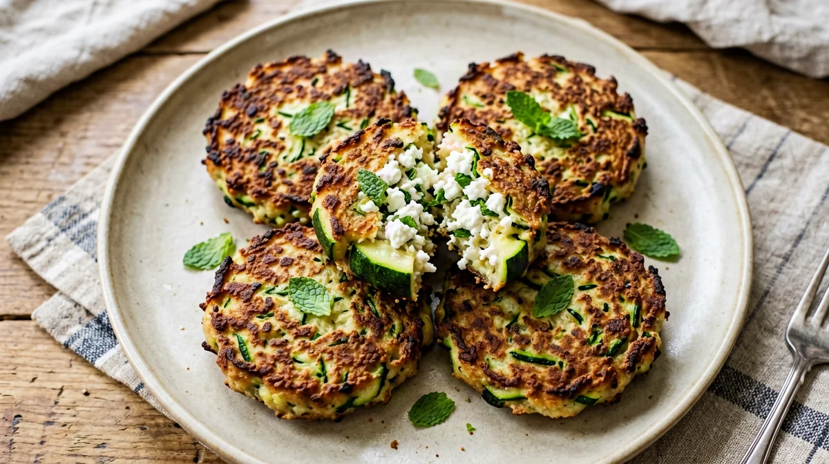 Frittelle di zucchine, feta e menta al forno