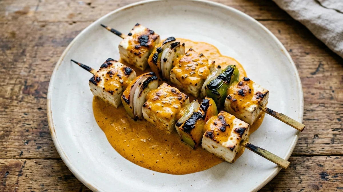 Spiedini di paneer tikka con peperoni e cipolla