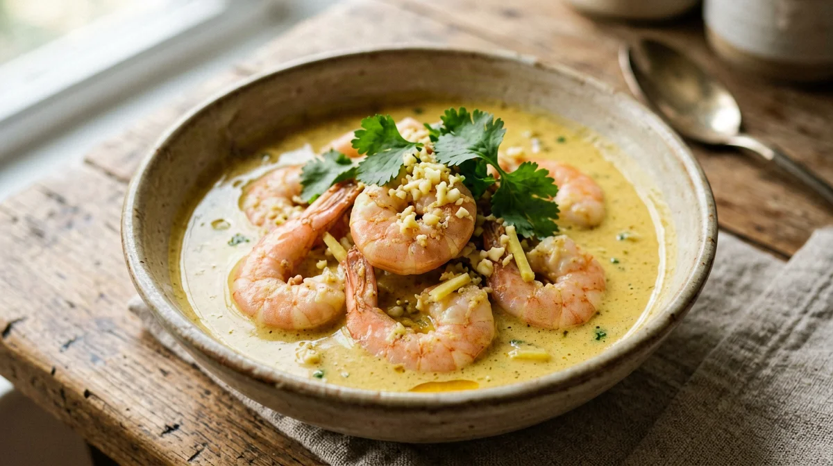 Gamberi al masala con latte di cocco e curry