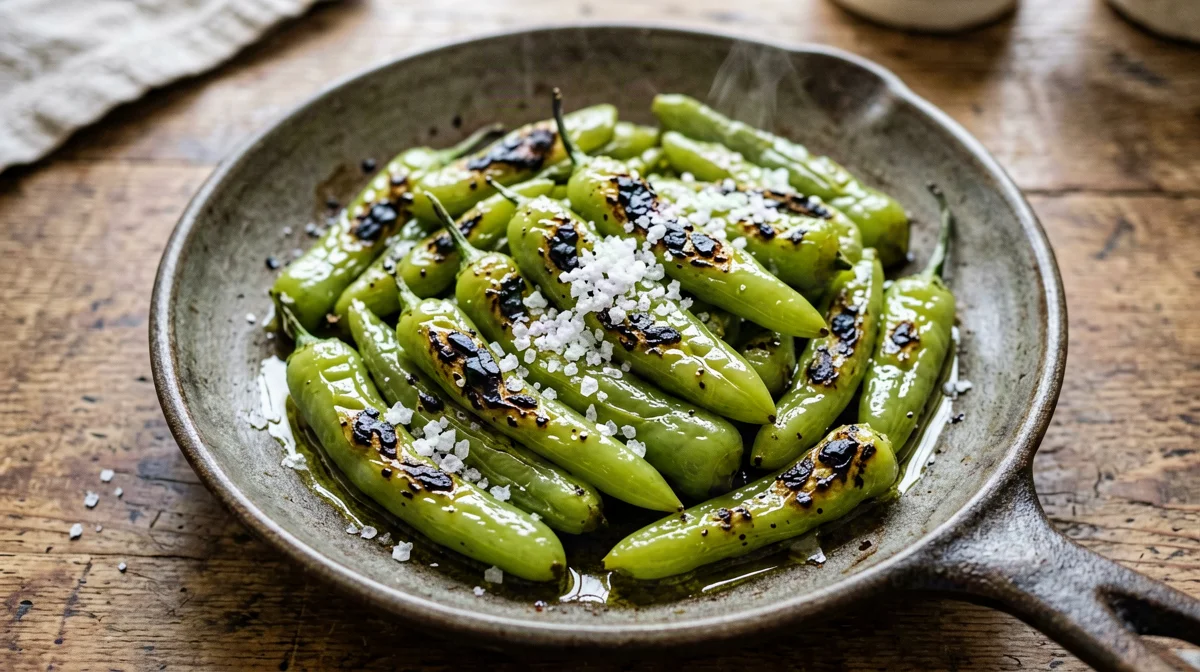 Spanish-style blistered friggitelli with coarse salt