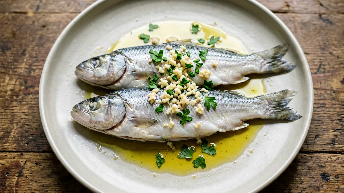 Alici marinate all'aceto con aglio e prezzemolo